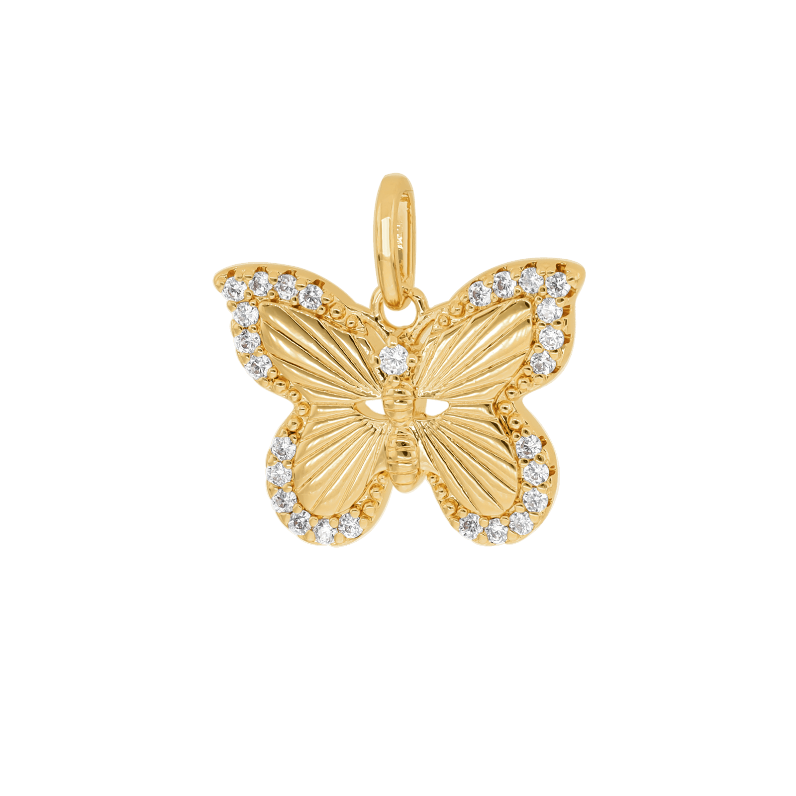 Pendentif Plaqué or papillon rayonnant plus oxydes blancs