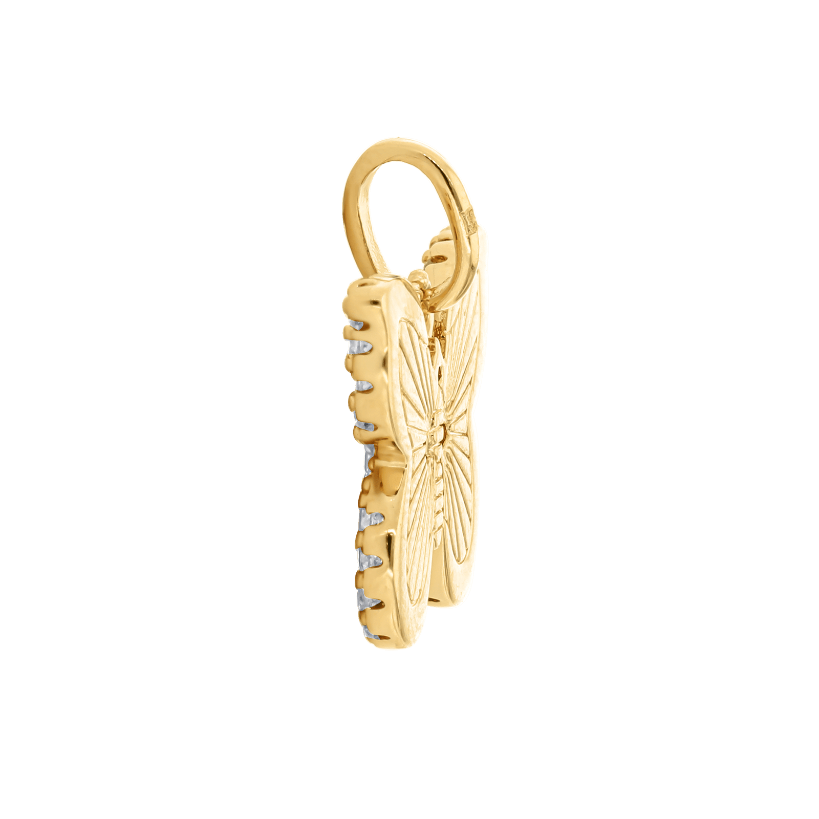 Pendentif Plaqué or papillon rayonnant plus oxydes blancs