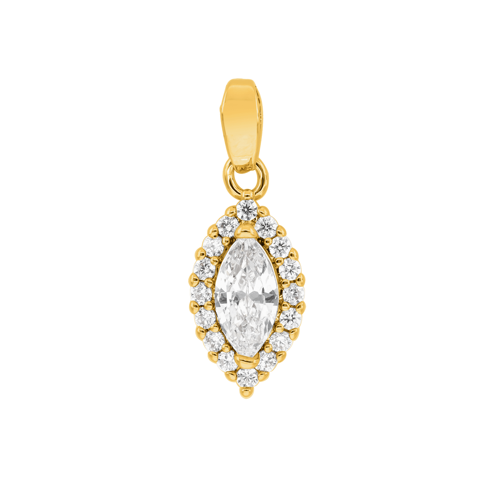 Pendentif Plaqué or forme amande Oxydes blancs