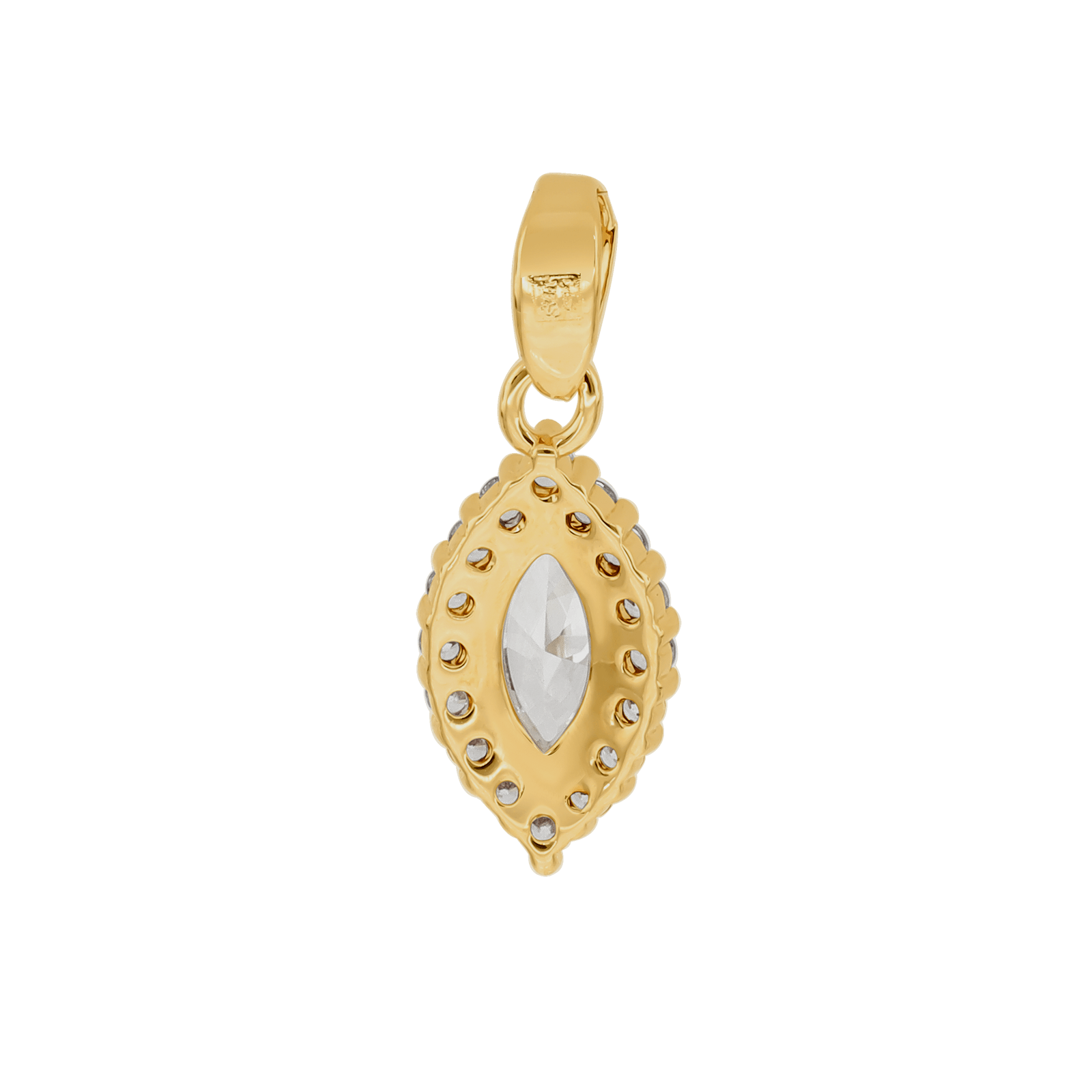 Pendentif Plaqué or forme amande Oxydes blancs