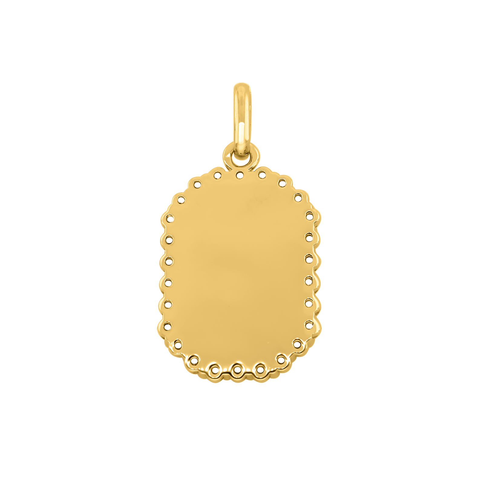 Pendentif Plaqué or plaque lisse entourage oxydes blancs