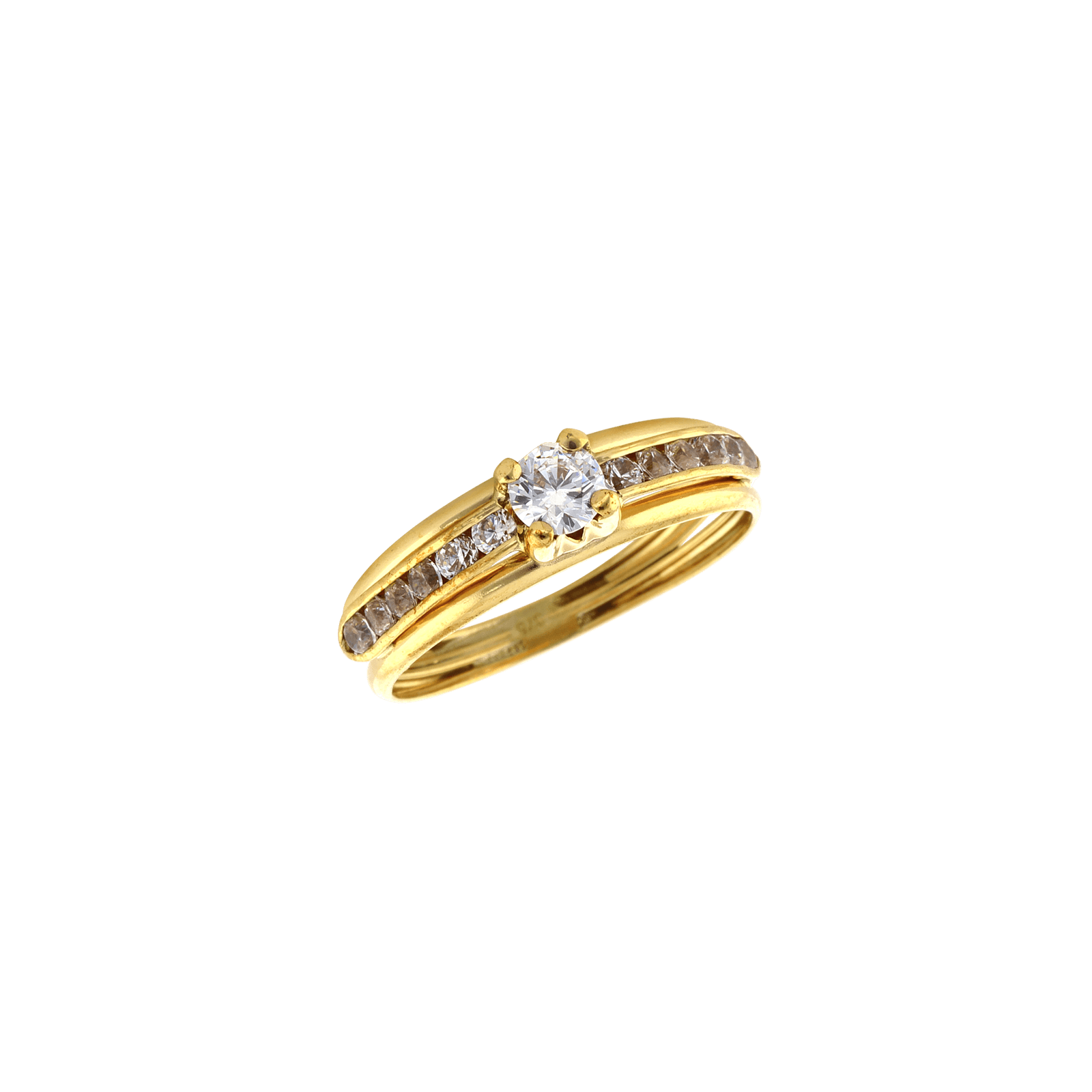 bague 3 rangs oxyde de zirconium central et de zirconium serties clos