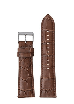 bracelet cuir croco marron bcle chromee - 24mm