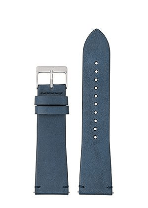 bracelet cuir bleu bcle chromee - 24mm