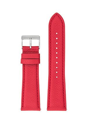 bracelet cuir rouge bcle chromee - 24mm