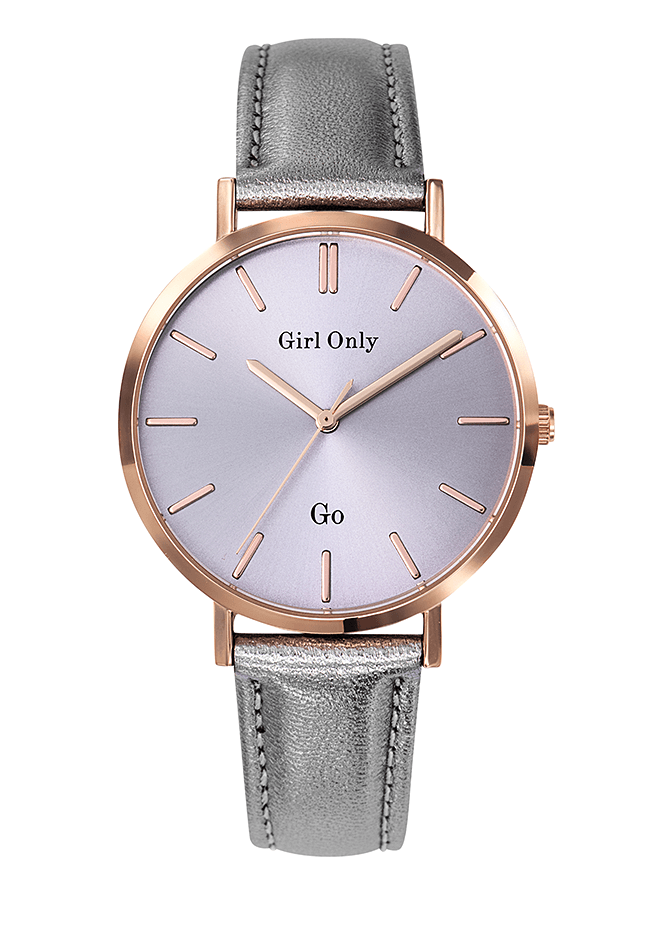 Montre Femme boitier doré rose bracelet cuir gris - 699066