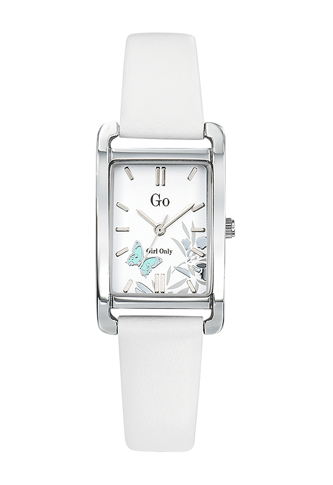 Montre Femme Boitier argenté bracelet cuir blanc -699121