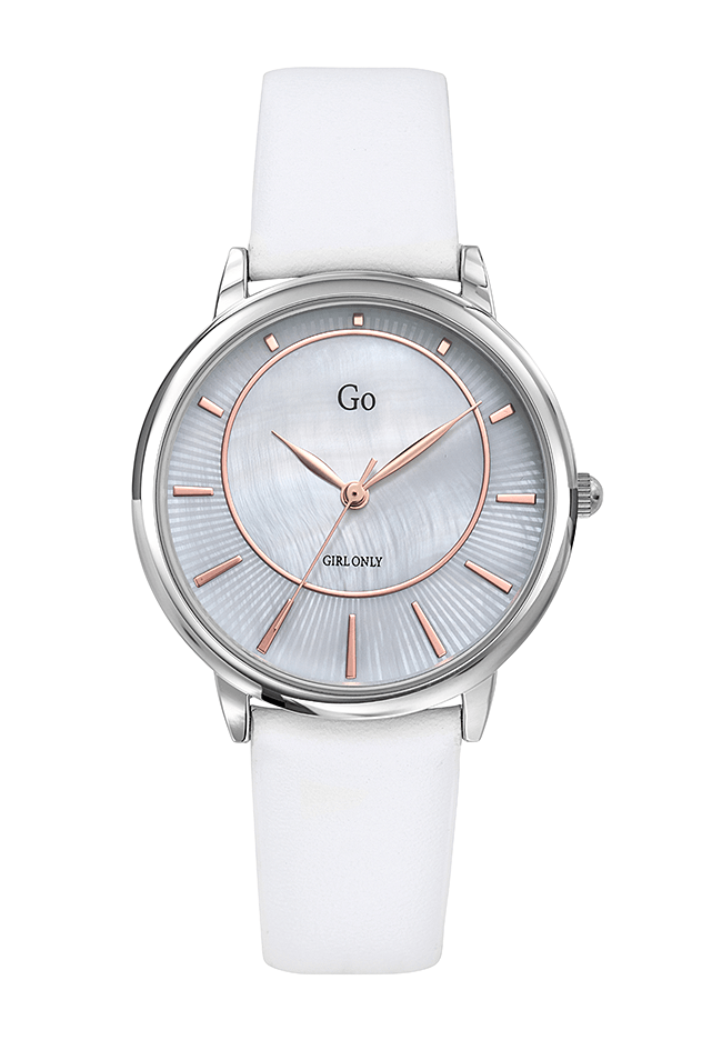 Montre Femme boitier argenté bracelet cuir blanc - 699322