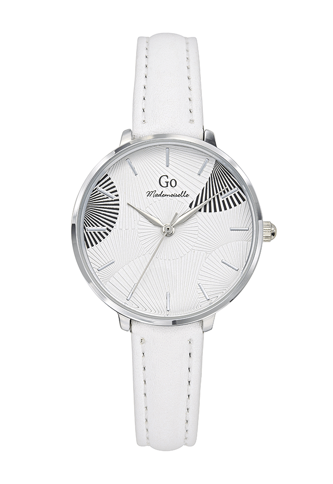 Montre Femme boitier argenté bracelet cuir blanc - 699415