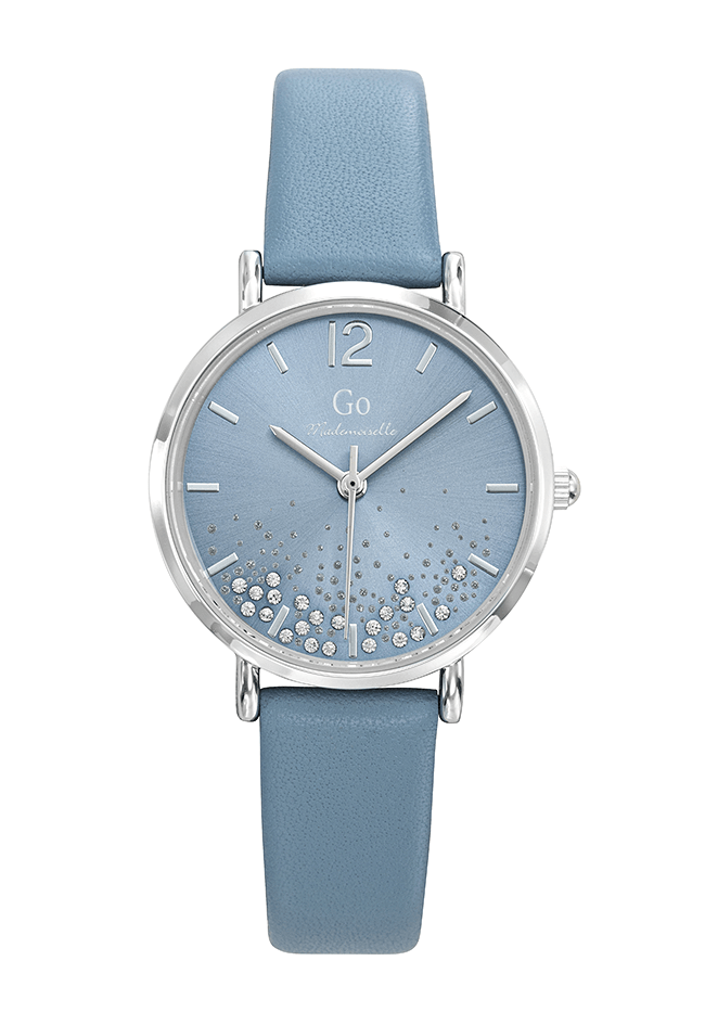 Montre Femme Boîtier Argenté Bracelet Cuir Bleu – 699457