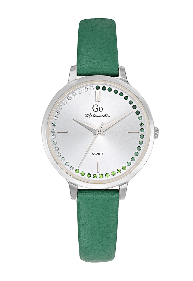 Montre Femme boitier argenté bracelet cuir vert - 699495