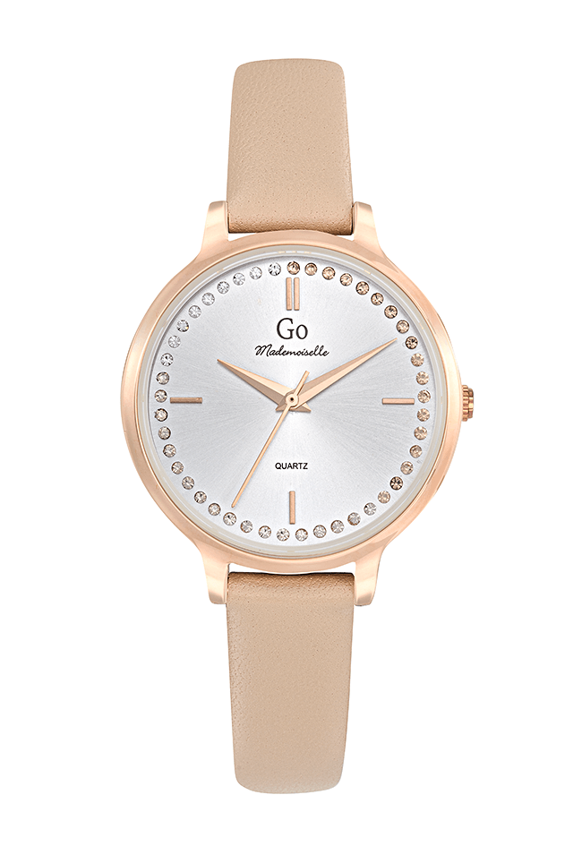 Montre Femme boitier Doré Rose bracelet Cuir Rose - 699497