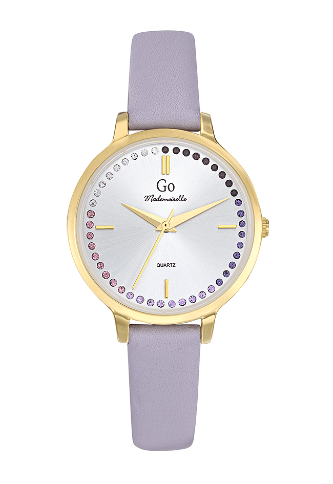 Montre Femme boitier doré bracelet cuir violet - 699500