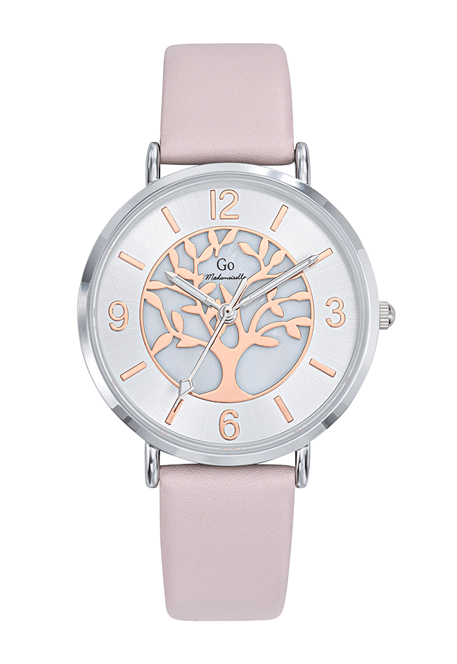 Montre Femme Boîtier Argenté Bracelet Cuir Rose – 699502