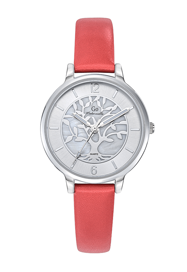 Montre Femme Boîtier Argenté Bracelet Cuir Rouge – 699521