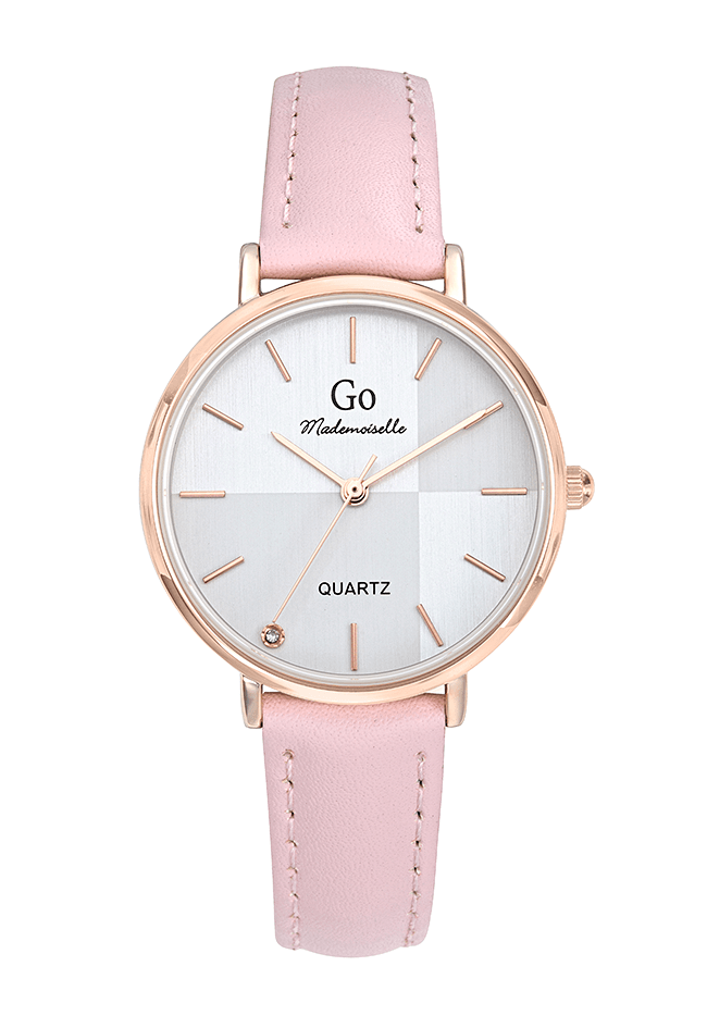 Montre Femme boitier doré rose bracelet cuir rose - 699527