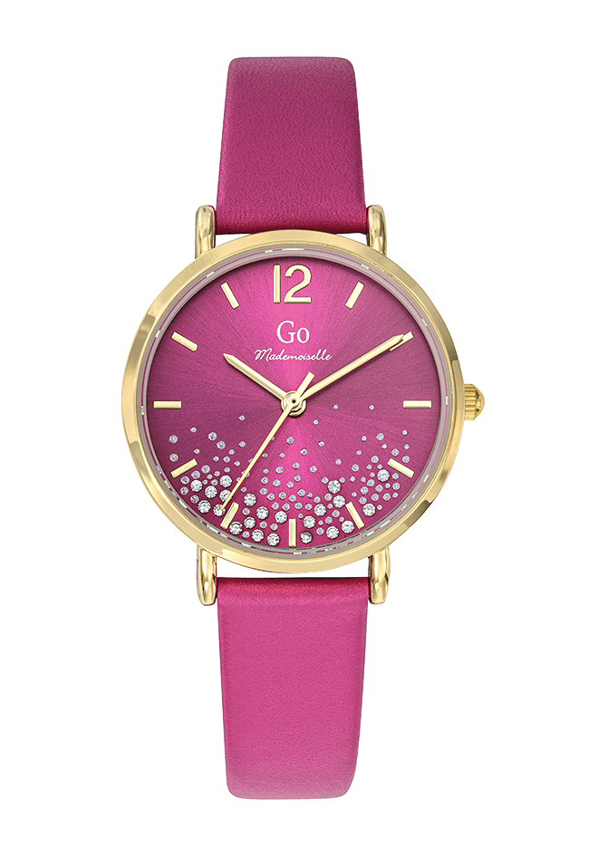 Montre Femme Boîtier doré Bracelet Cuir rose – 699535