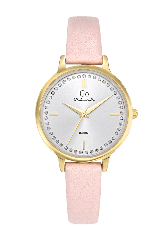 Montre femme boitier doré bracelet cuir rose - 699537