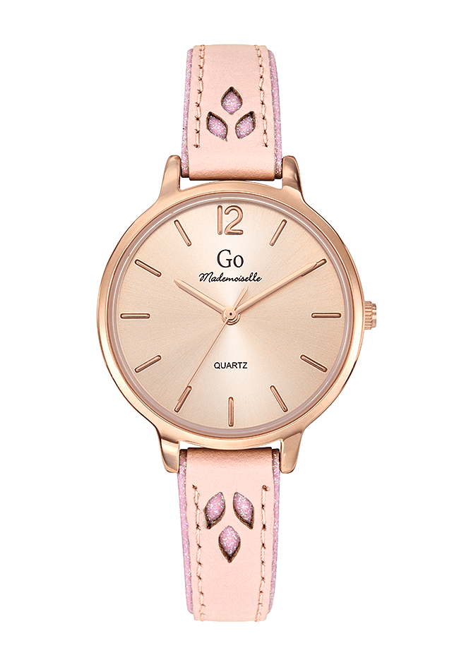 Montre Femme boitier doré rose bracelet cuir rose - 699551
