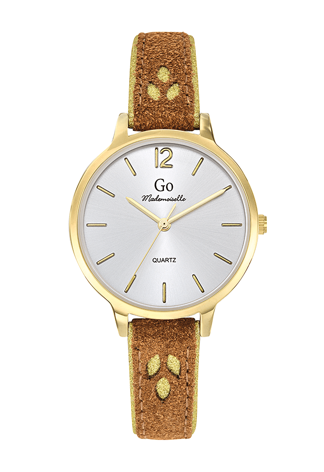Montre Femme boitier doré bracelet cuir marron - 699554