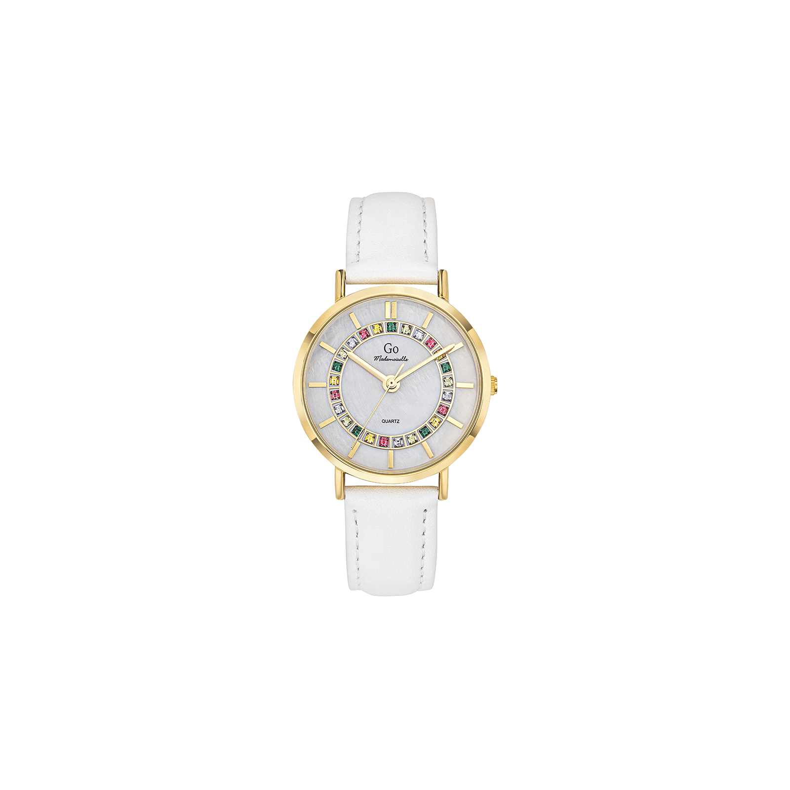 montre go mademoiselle Quartz bracelet cuir blanc