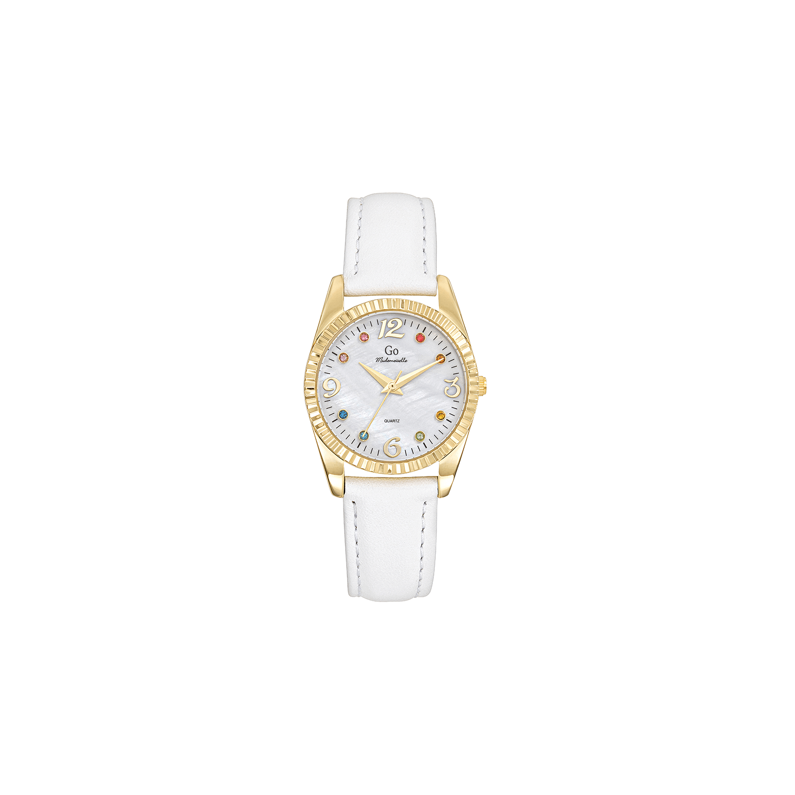 montre go mademoiselle quartz bracelet cuir blanc