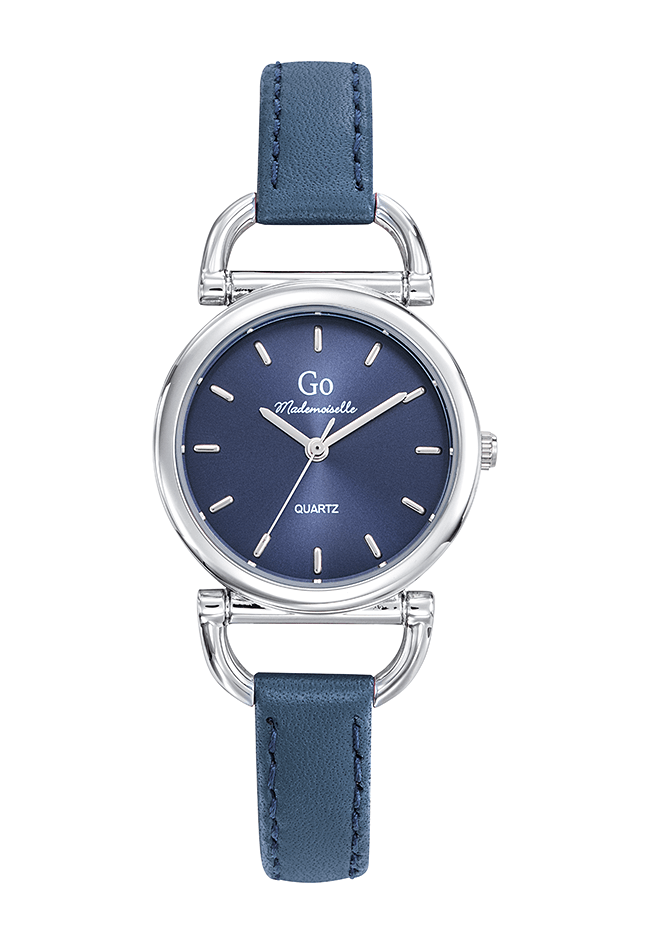 Montre Femme Boîtier Argenté Bracelet Cuir Bleu – 699628
