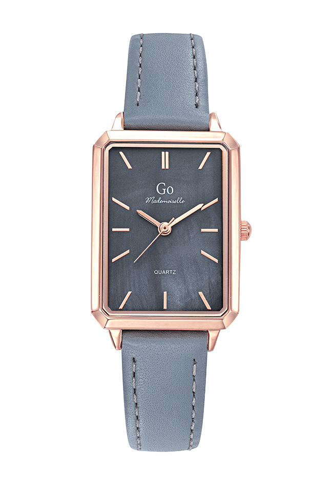 Montre Femme Boîtier doré rose bracelet cuir bleu - 699645