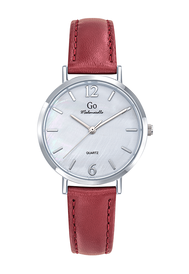 Montre Femme Boîtier Argenté Bracelet Cuir Rouge – 699647