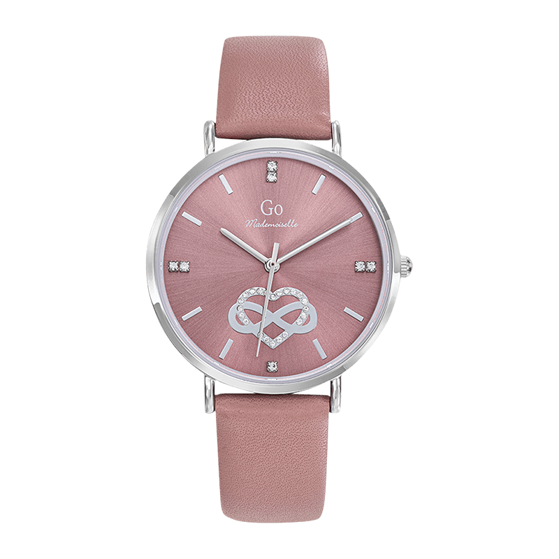 Montre Femme Boîtier Argenté Bracelet Cuir Rose – 699656