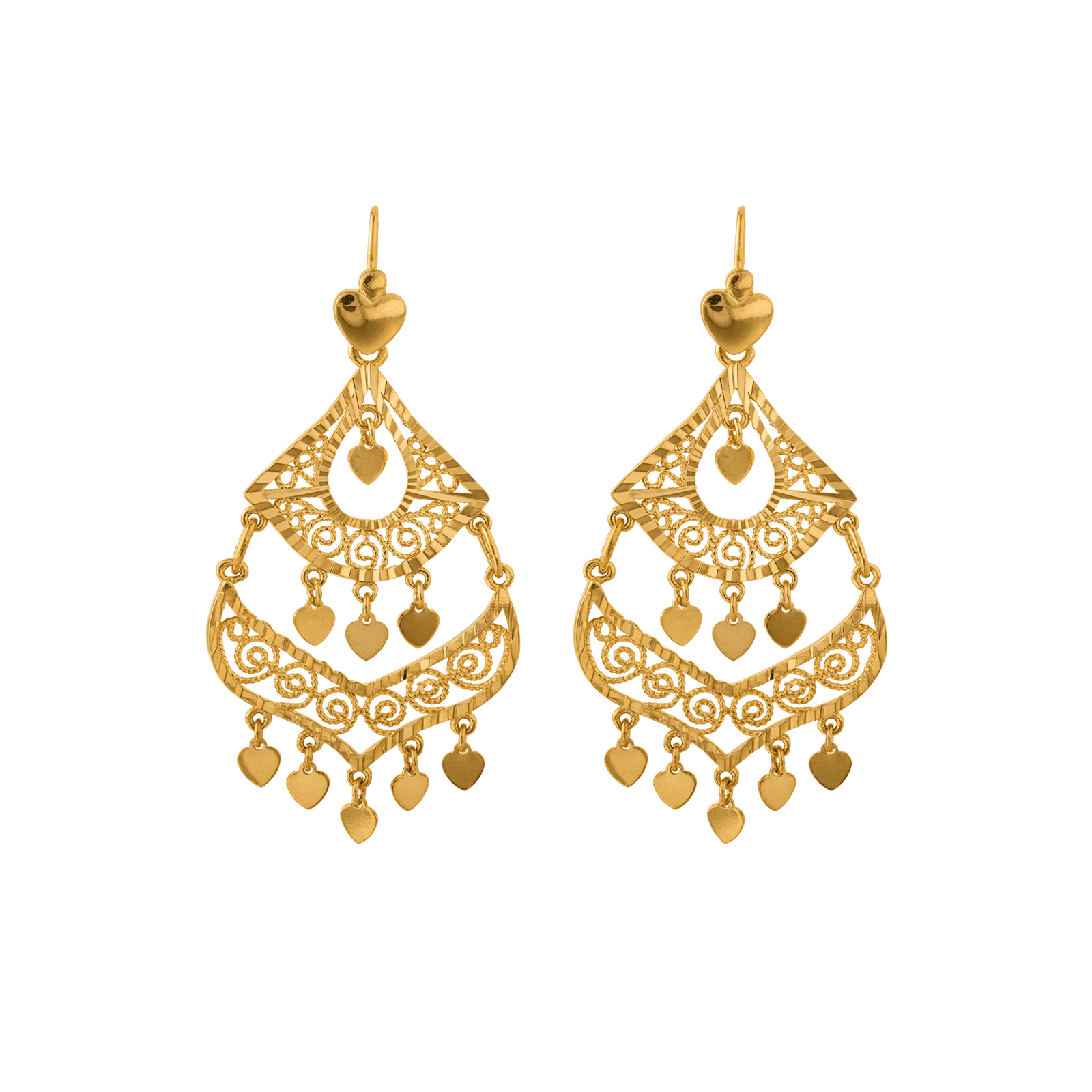 Boucles D'oreilles Savoyardes 31mm Pendant 70mm Plaqué Or