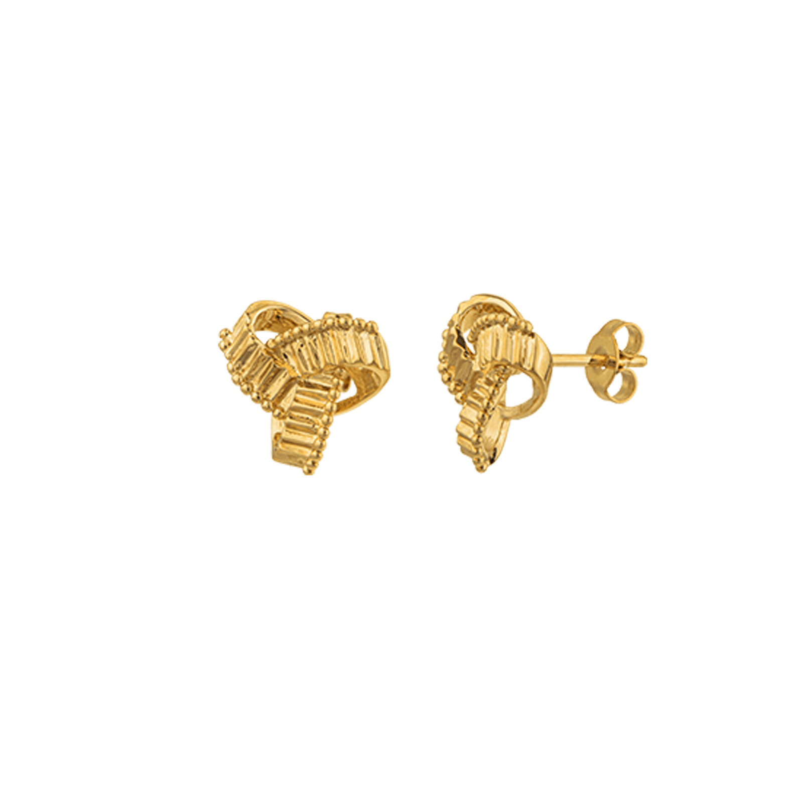Boucles D'Oreilles Nœud Strié 14mm Plaqué Or