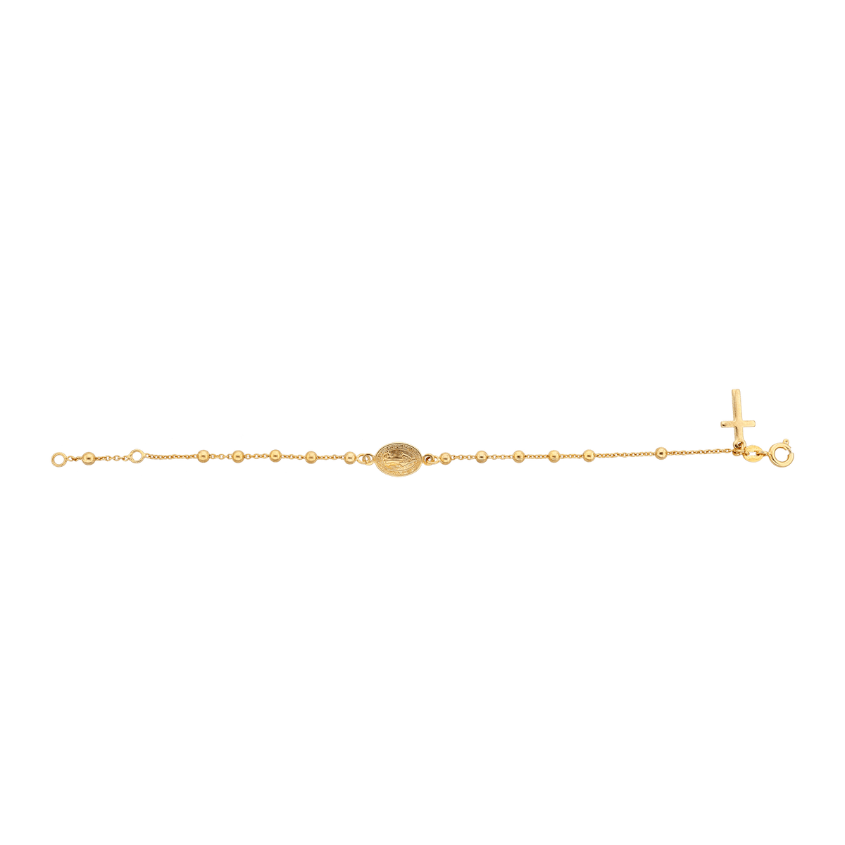 Bracelet Chapelet Plaqué Or Croix Vierge Miraculeuse Boules 3mm Chaîne1.4mm 16 à 18cm