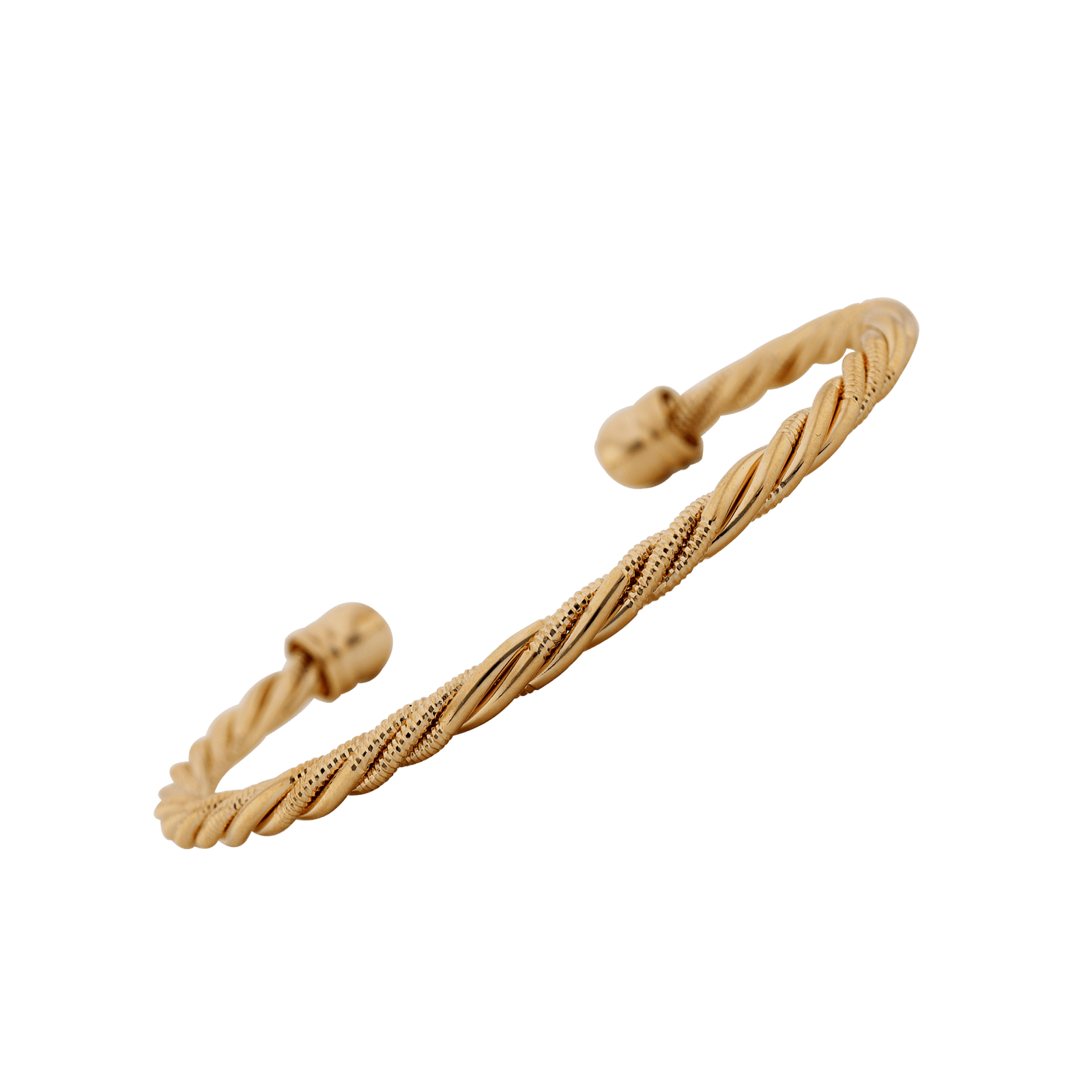 Bracelet plaqué or Jonc tresse lisse et strié