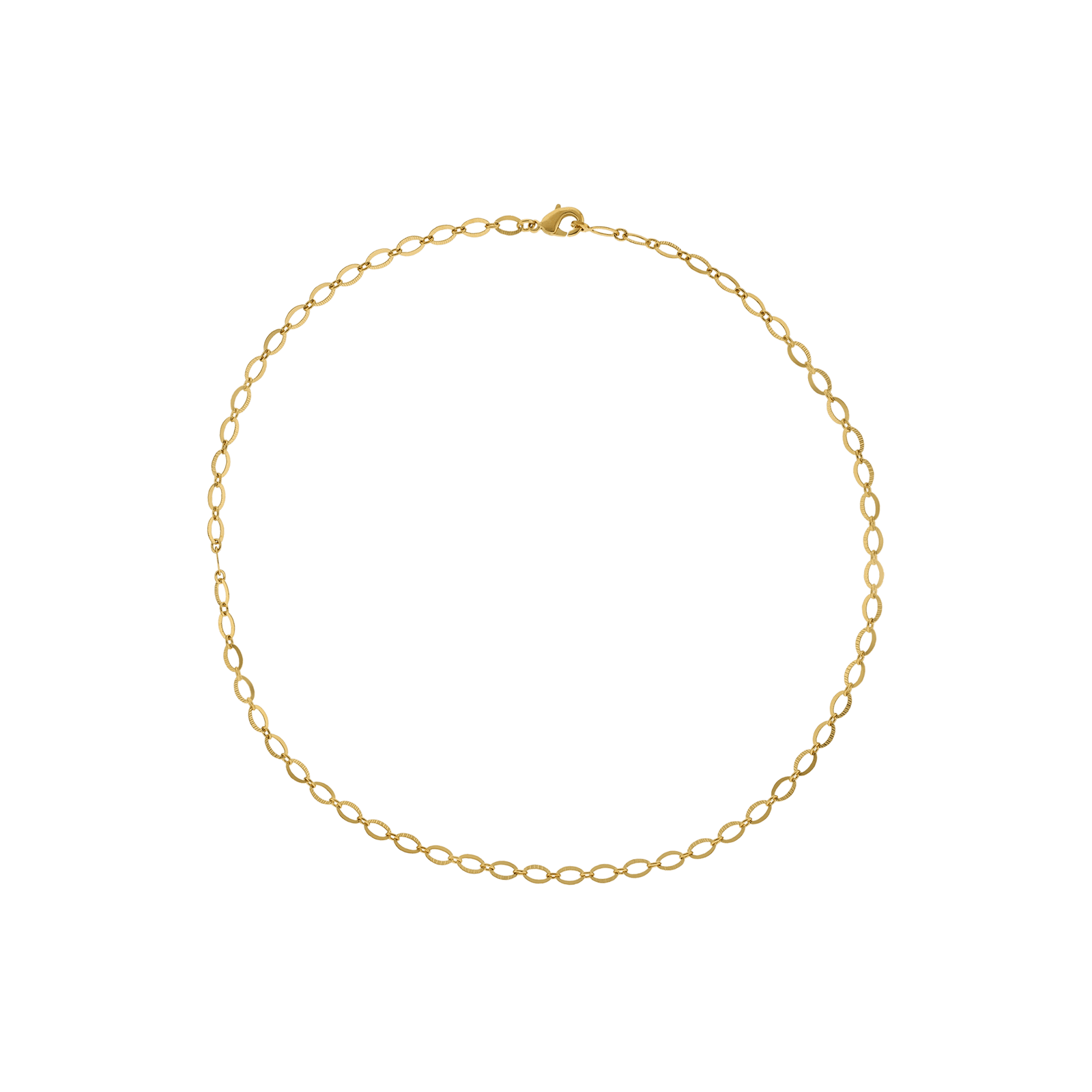 Collier plaqué or maille ovale lisse et striées 45 cm