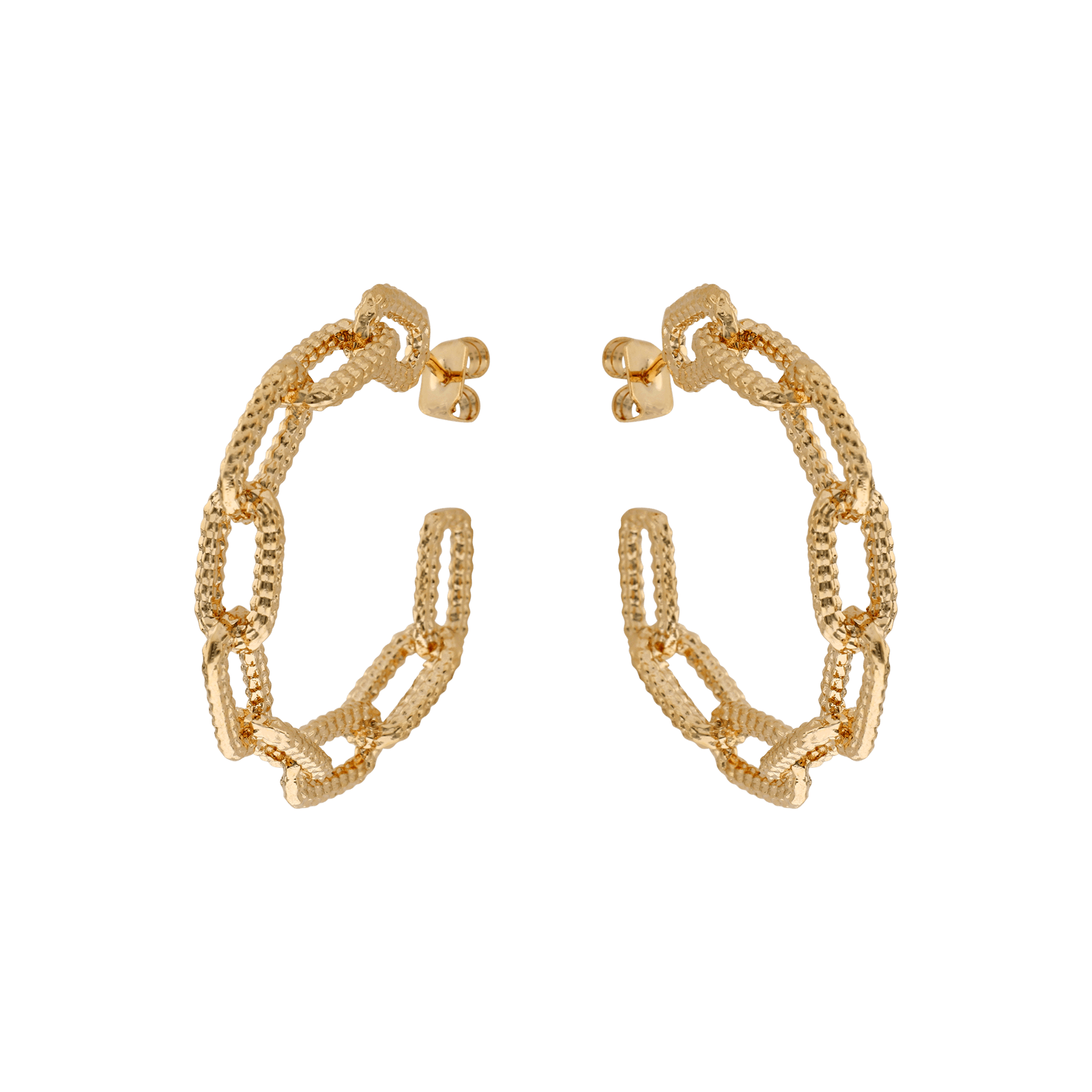 Créoles plaqué or 9 maillons striés
