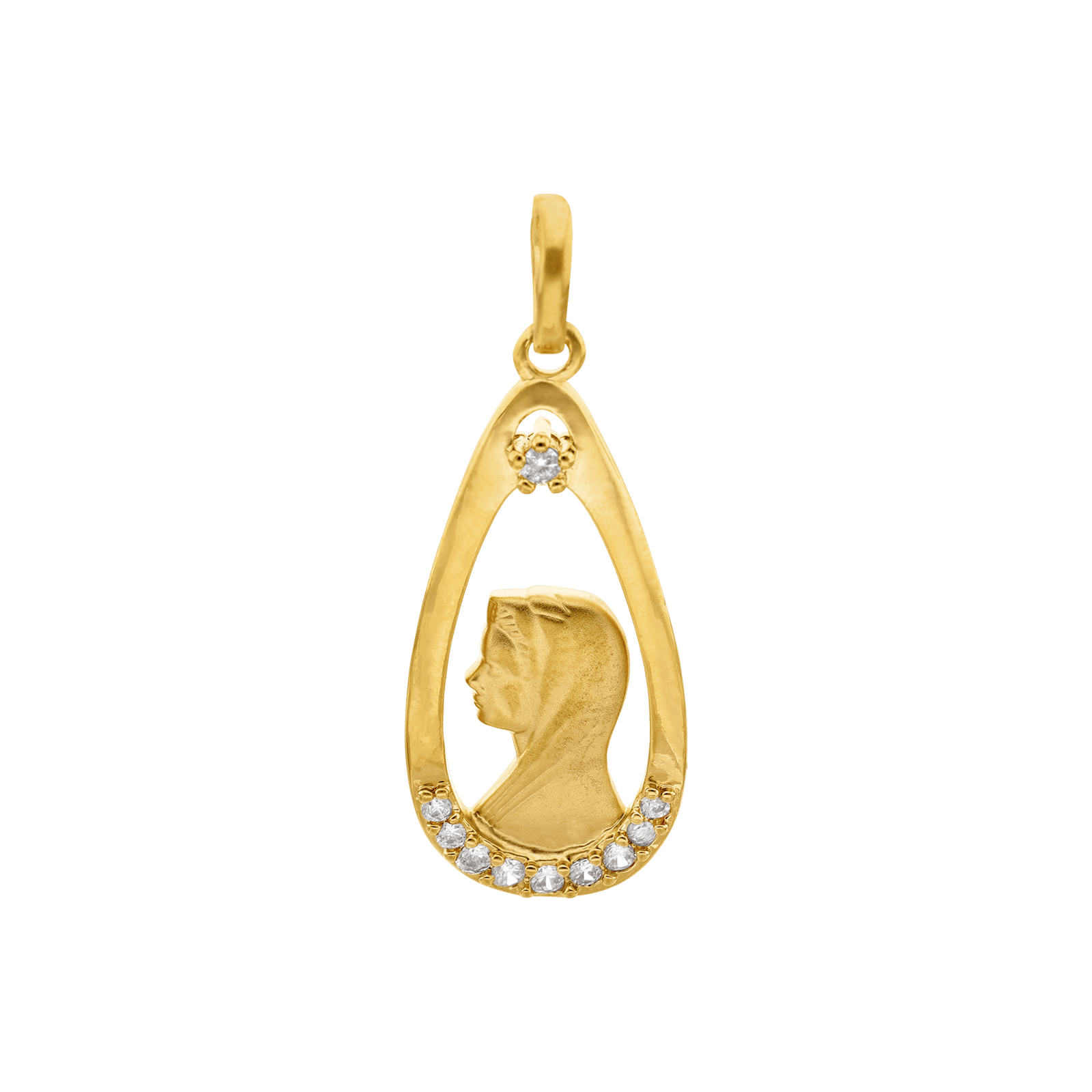 Médaille plaqué or gourmette vierge Oxyde de Zirconium