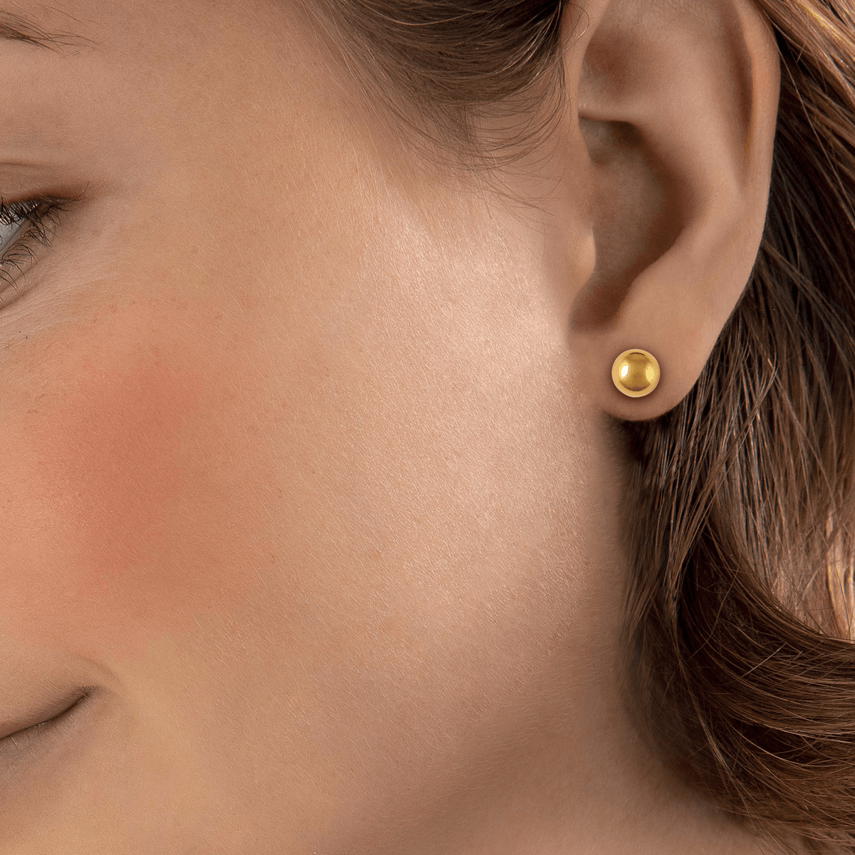 Boucles D'oreilles Plaqué Or Boule 8mm