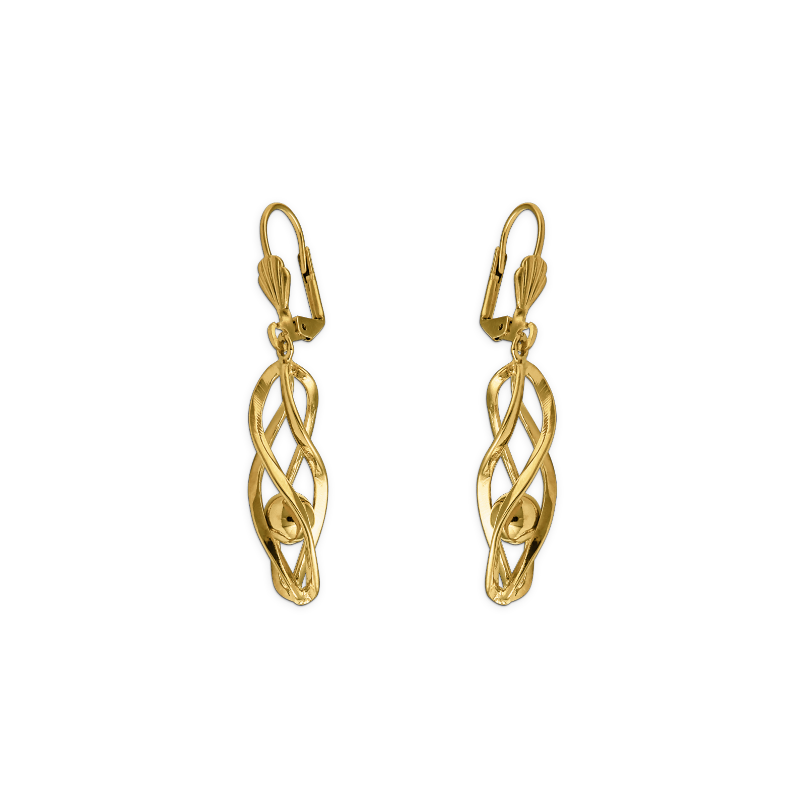 Boucles D'oreilles Plaqué Or Pendant 50mm Au Total