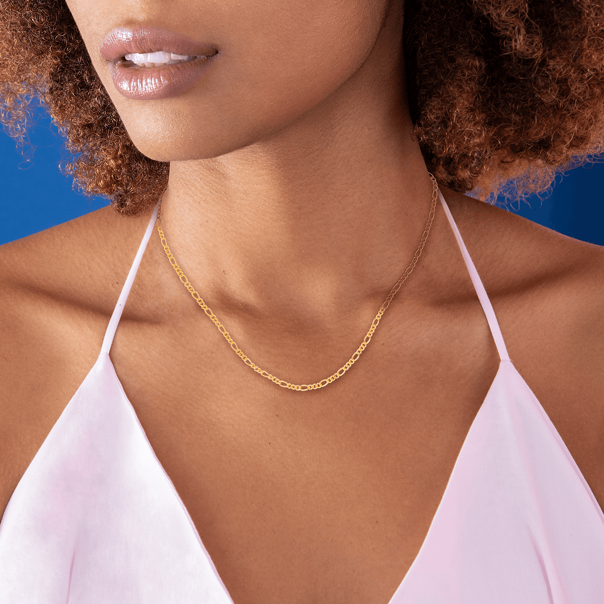 Collier Chaîne Plaqué Or Maille Cheval Alterné 1.3 2.2mm 50cm