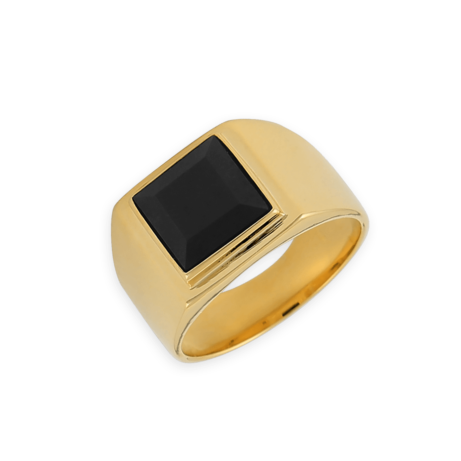 Chevalière Plaqué Or 12.5*13.5mm Onyx 10mm Corps 5mm Au Plus Etroit  Taille 62
