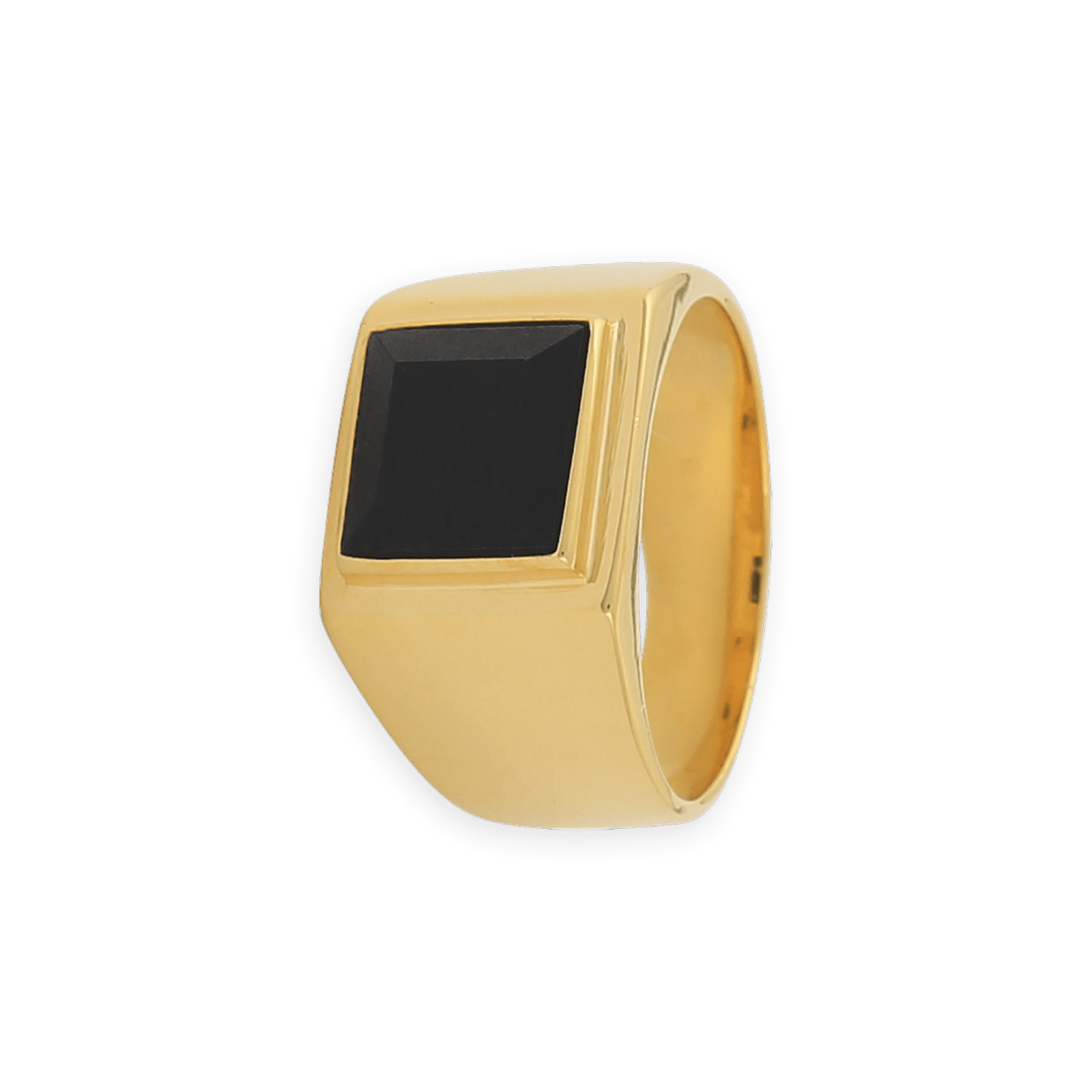 Chevalière Plaqué Or 12.5*13.5mm Onyx 10mm Corps 5mm Au Plus Etroit  Taille 62