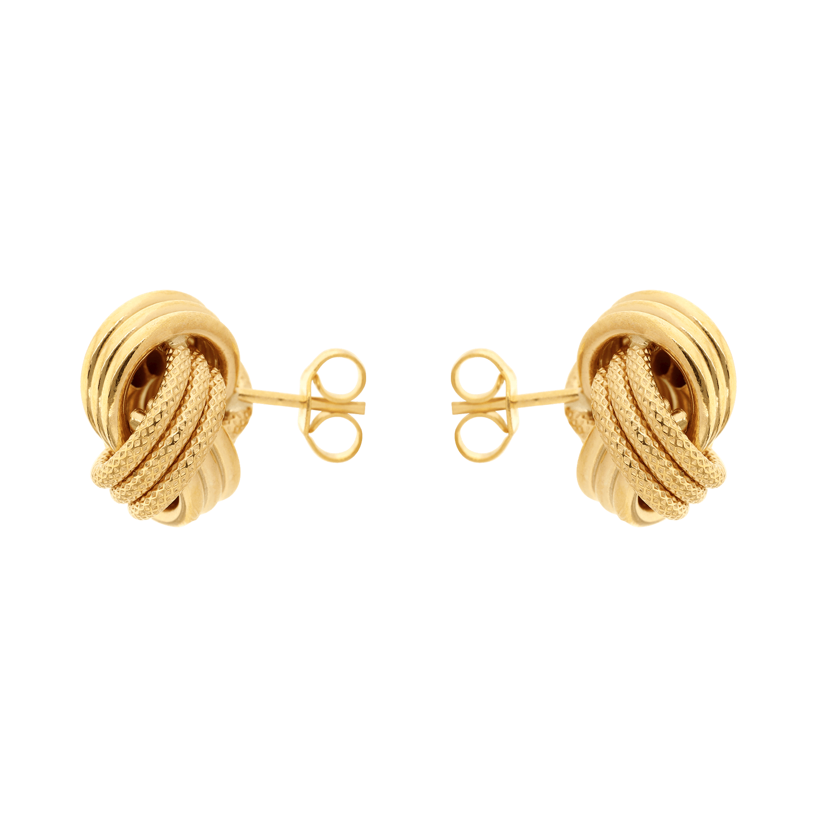 Boucles d'Oreilles Nœud trois fils Lisse et Godronné 13mm