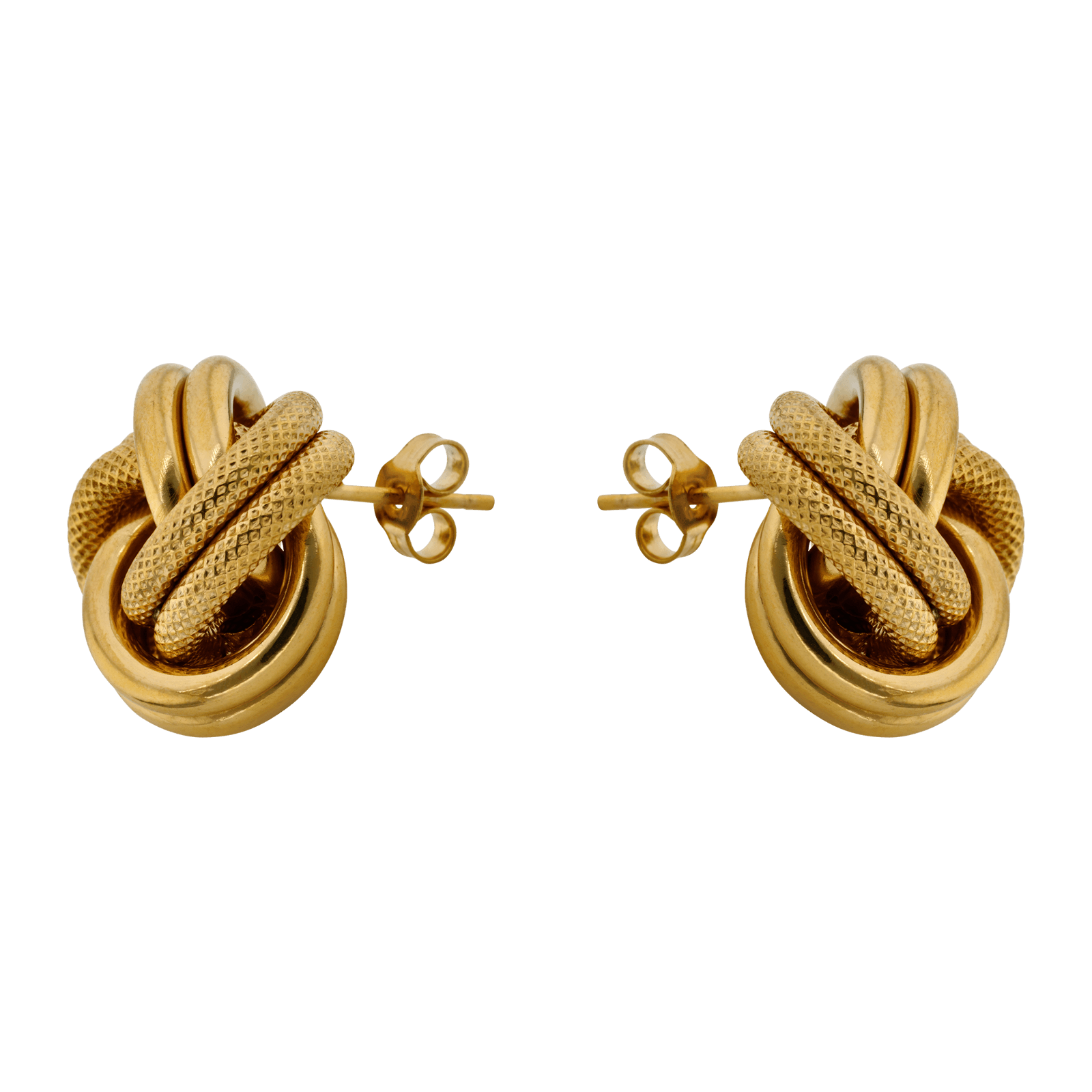 Boucles d'Oreilles Nœud deux fils Lisse et Godronné 19mm