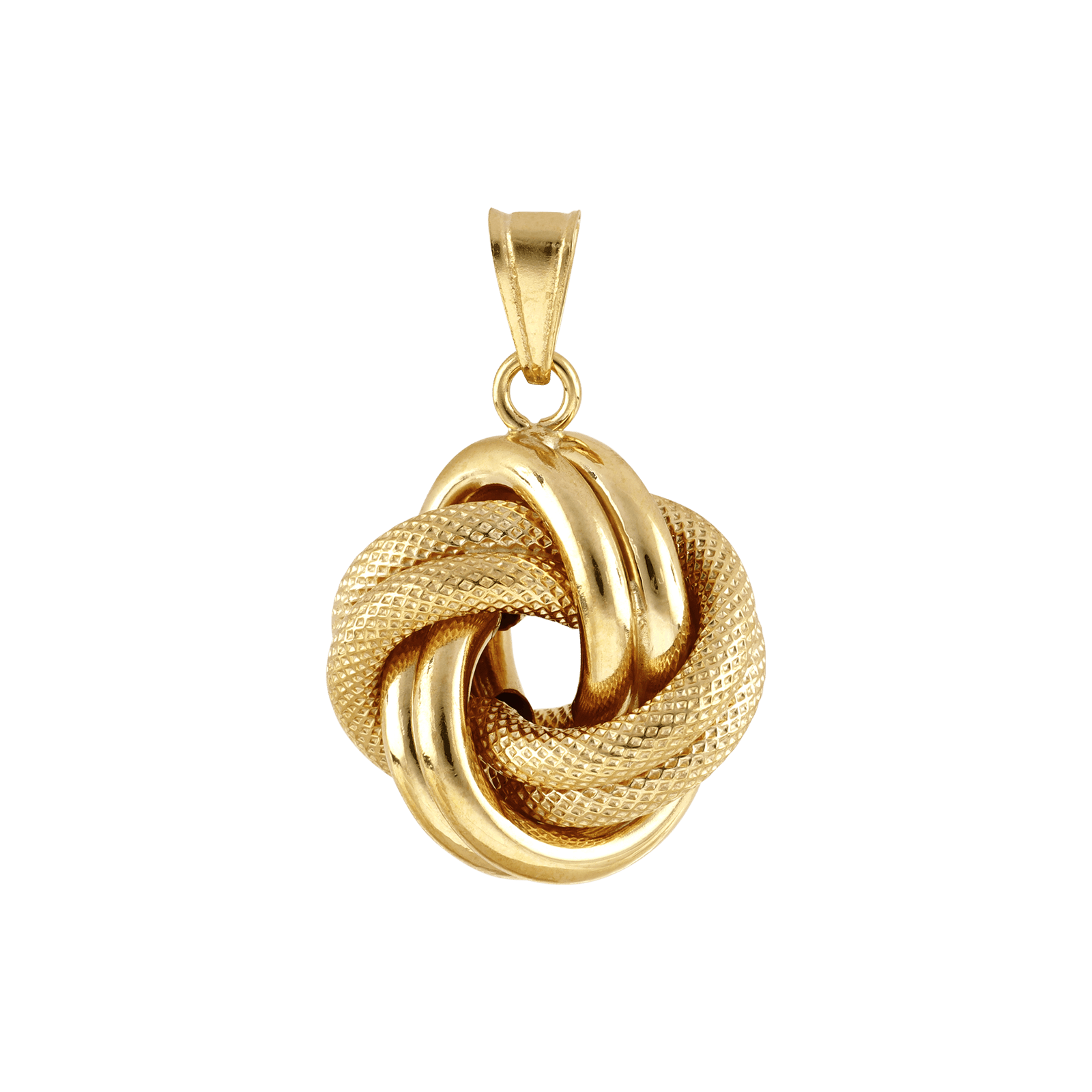 Pendentif nœud deux fils lisse et godronné 19mm