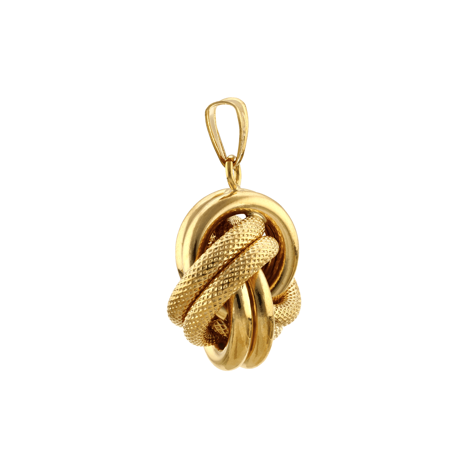 Pendentif nœud deux fils lisse et godronné 19mm