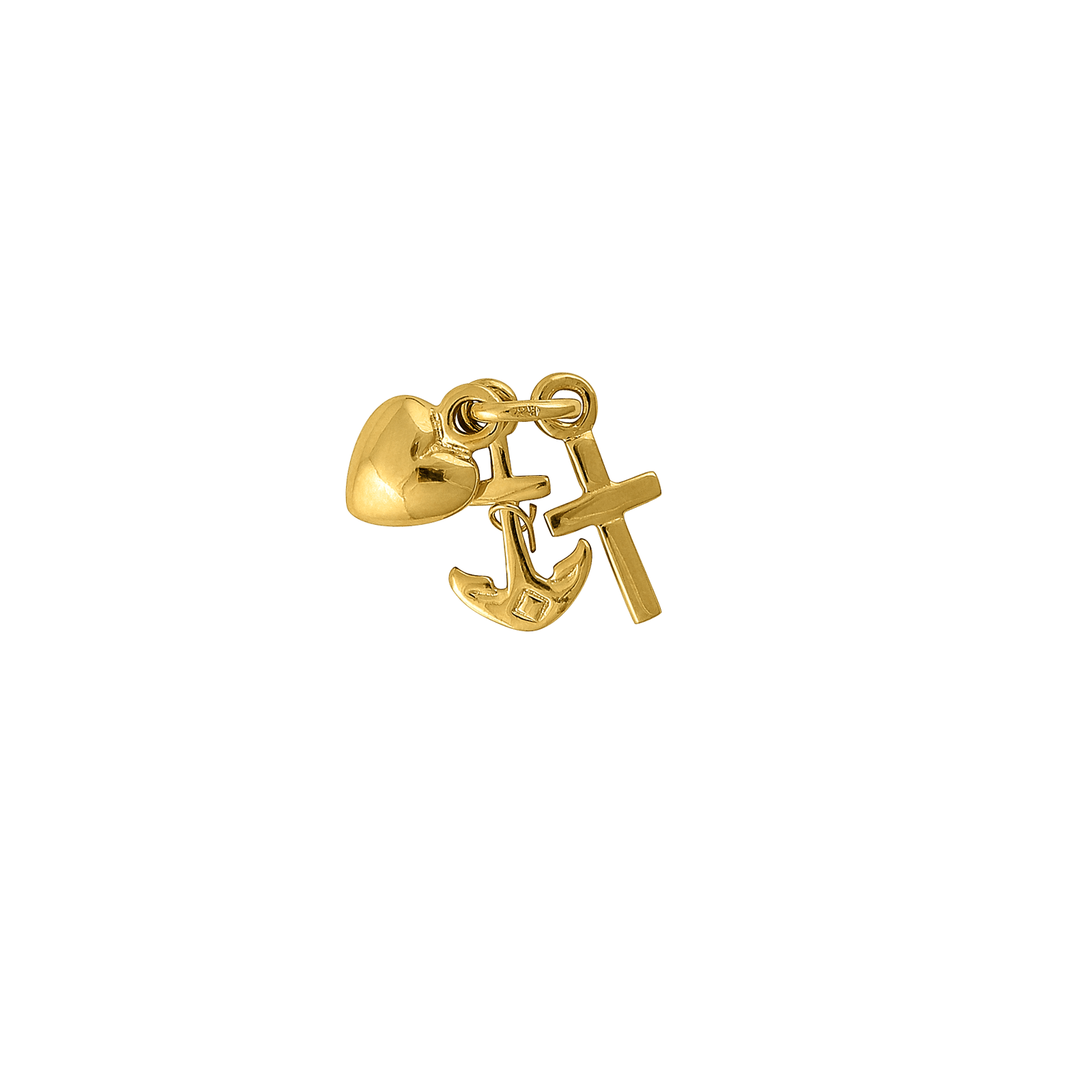 Pendentif 3 Vertus 22mm Avec Bélière Ancre Croix Cœur Plaqué Or