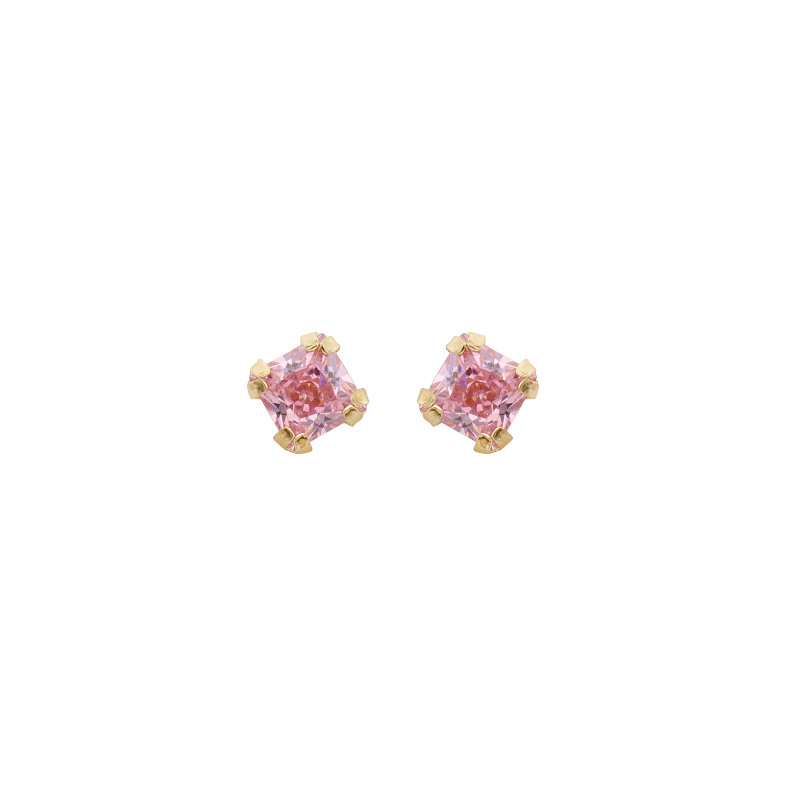 Boucles d'Oreilles Oxyde de Zirconium carrés Rose Enfant
