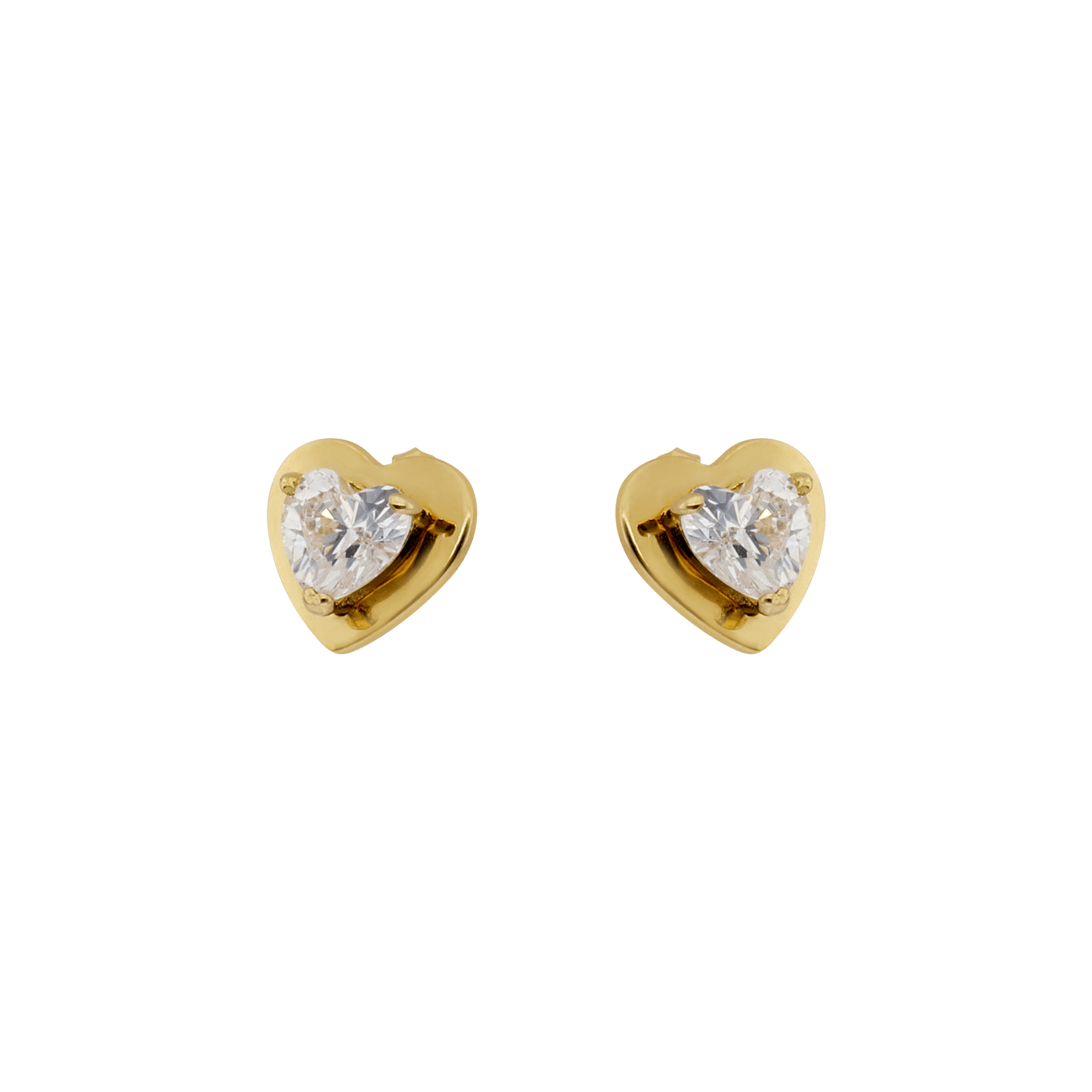 Boucles d'Oreilles puce coeur Oxyde de Zirconium Or Jaune