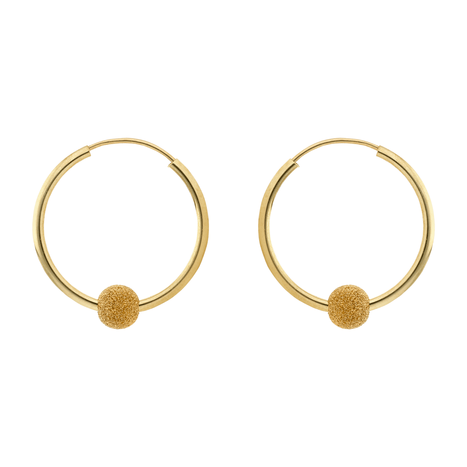Créoles flexible Fil Lisse 1.2/16mm plus boule quatre millimètres sablé